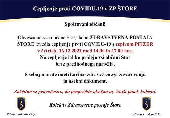 Cepljenje proti Covidu-19 v ZP Štore